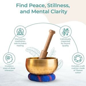 Hand-Hammered Gold Singing Bowl with Mallet